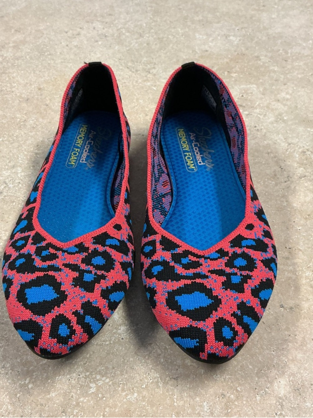 Skechers SZ 7 Women’s Animal Print Flats Ballet Shoes Pink, Aqua , Black leopard